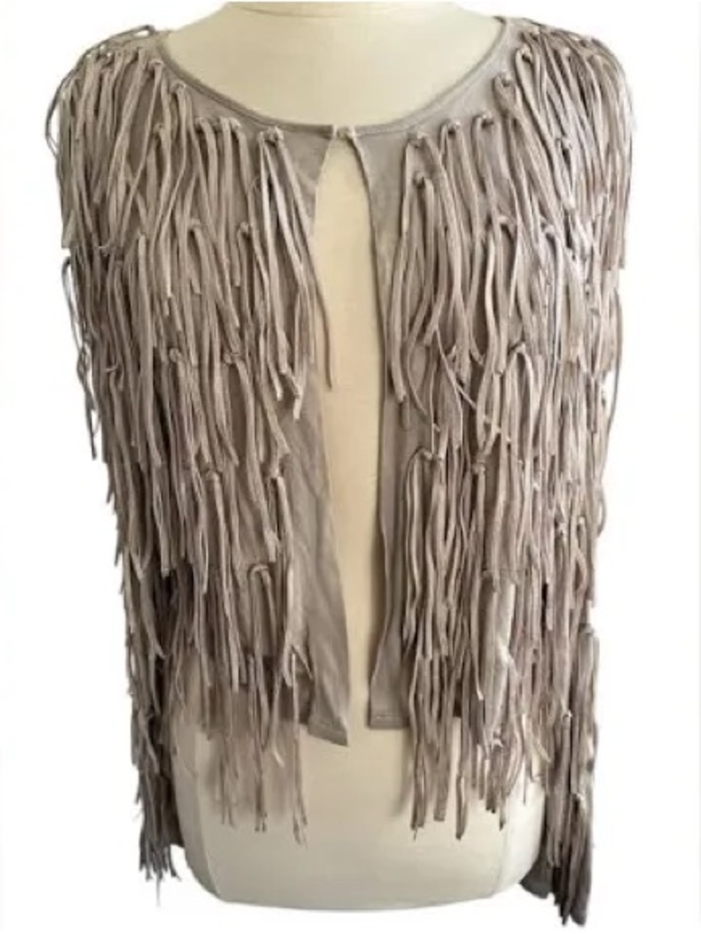 INC International Concepts Taupe Fringe Top